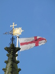SX25954 Wind vane and St. George's flag on St Mary Church Warwick.jpg